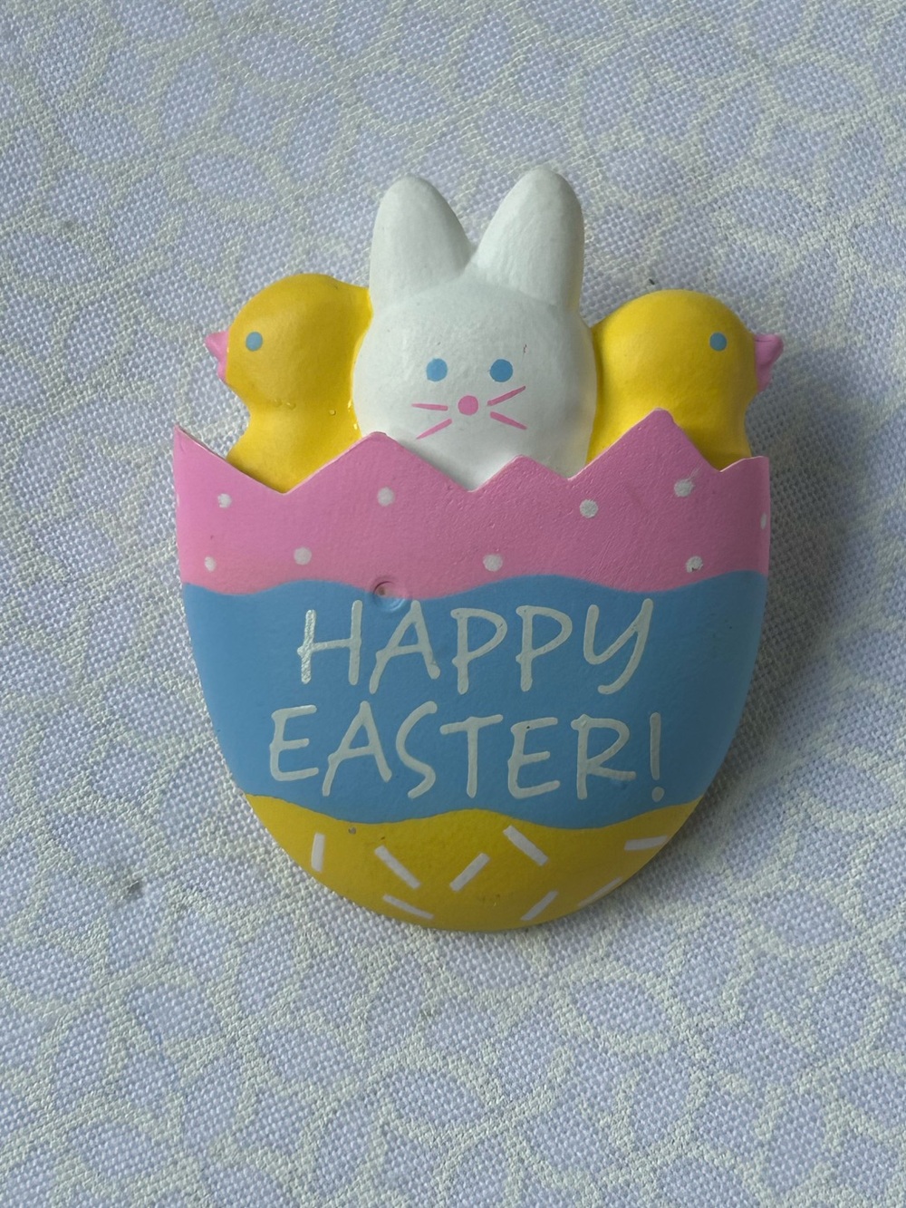 Vintage Hallmark Easter Bunny & Chicks Egg Pin - Pink Blue Yellow